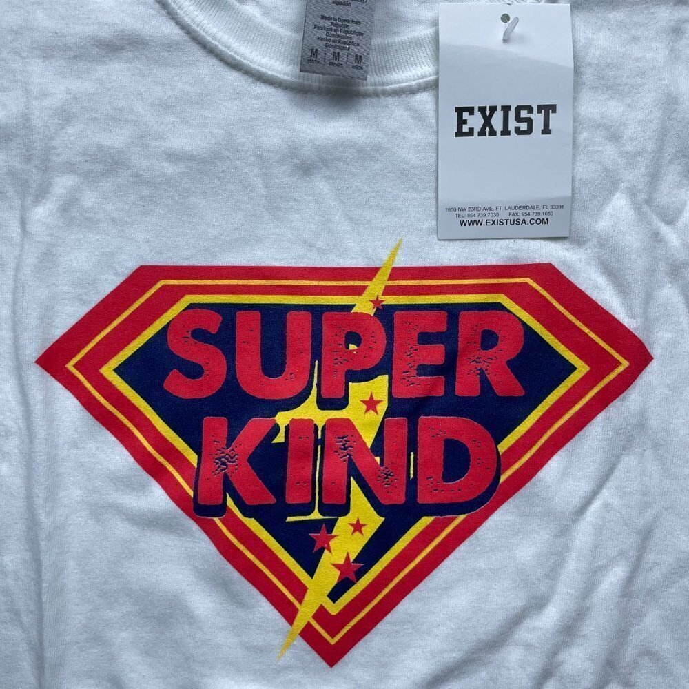Exist NWT Boys White Super Kind short sleeve shirt Medium - Picture 2 of 4